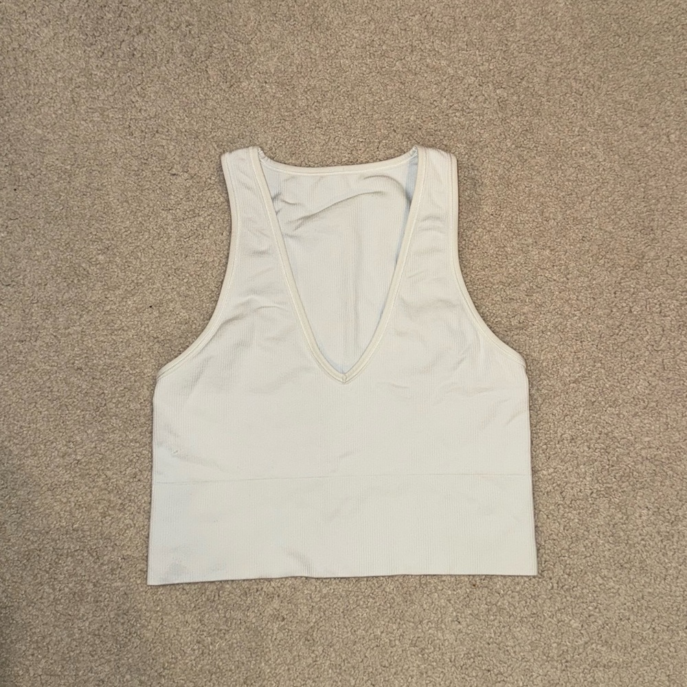 White V-Neck Crop Top